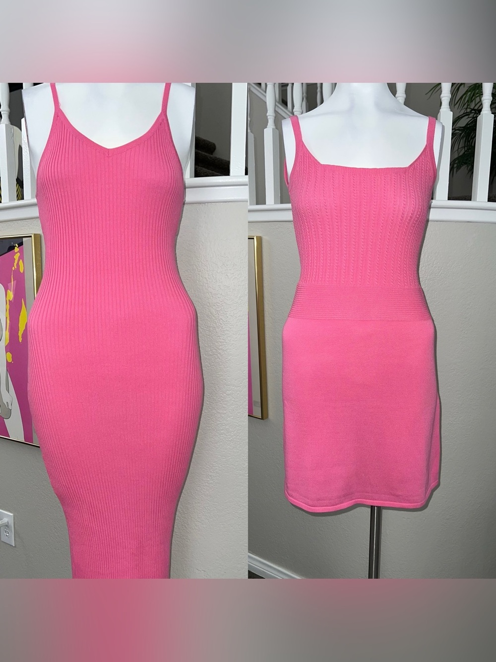 2 Francesca’s Pink Stretch Dresses Sz. M